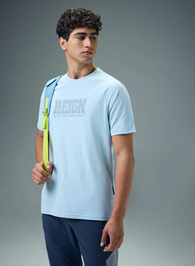 Technosport Technosport Men Typography Print Slim Fit T-Shirt